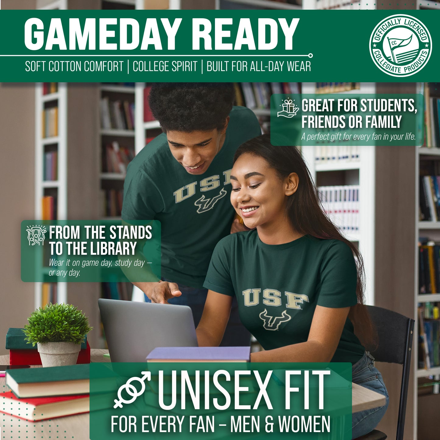 USF Bulls NCAA Adult Gameday Cotton T-Shirt - Green