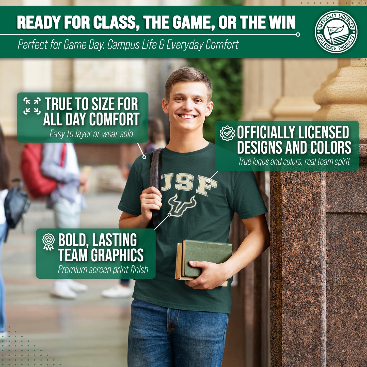 USF Bulls NCAA Adult Gameday Cotton T-Shirt - Green