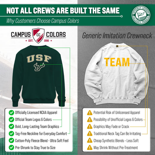 USF Bulls Adult Arch & Logo Soft Style Gameday Crewneck Sweatshirt - Green