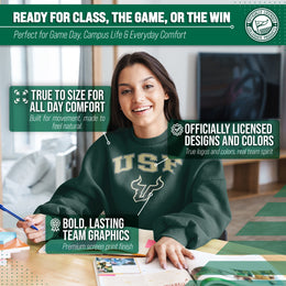 USF Bulls Adult Arch & Logo Soft Style Gameday Crewneck Sweatshirt - Green