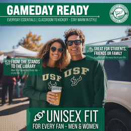 USF Bulls Adult Arch & Logo Soft Style Gameday Crewneck Sweatshirt - Green