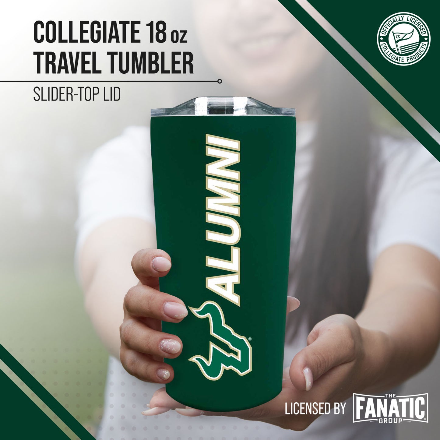 USF Bulls Collegiate Stainless Steel Travel Tumbler for Alumni - Green