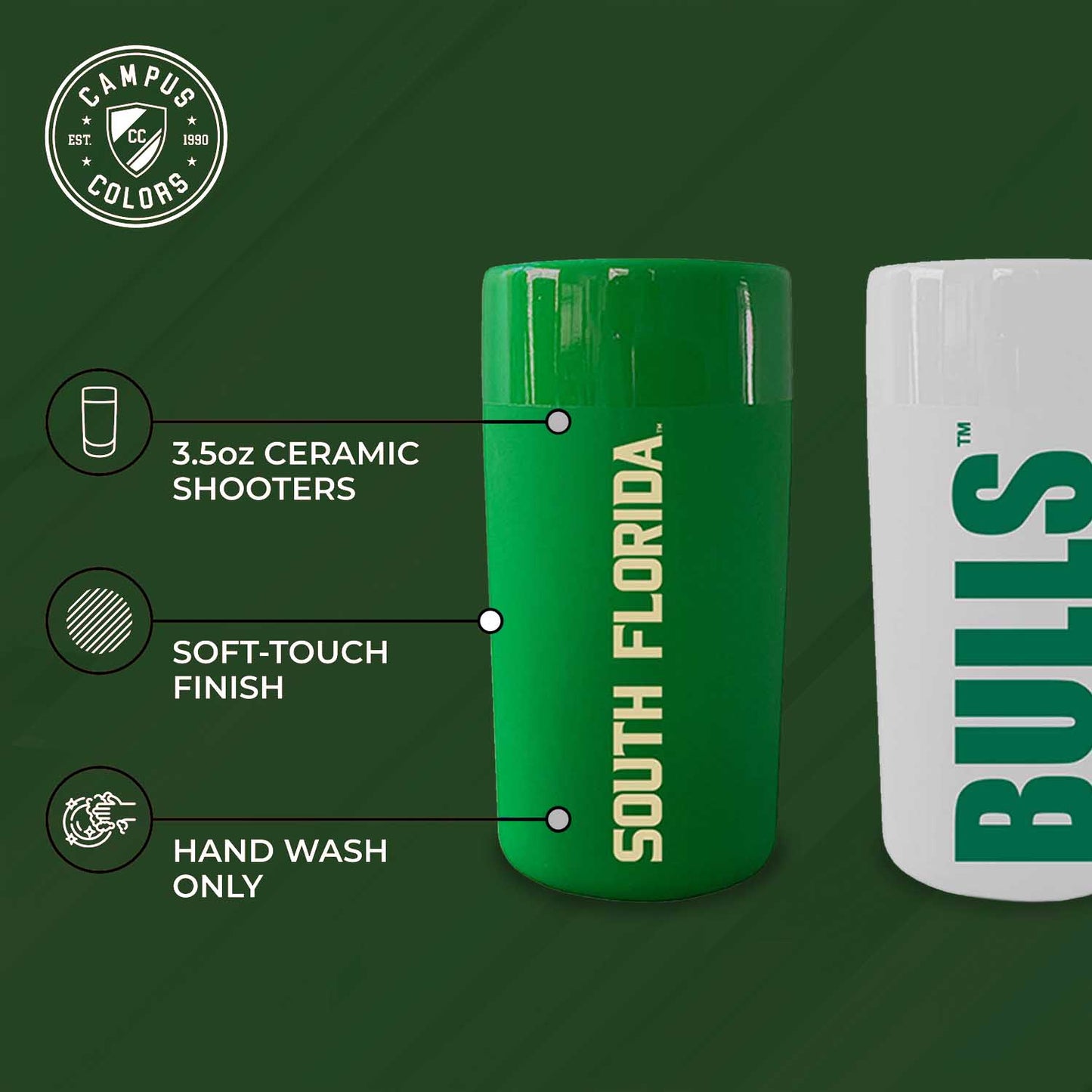 USF Bulls College and University 2-Pack Shot Glasses - Team Color