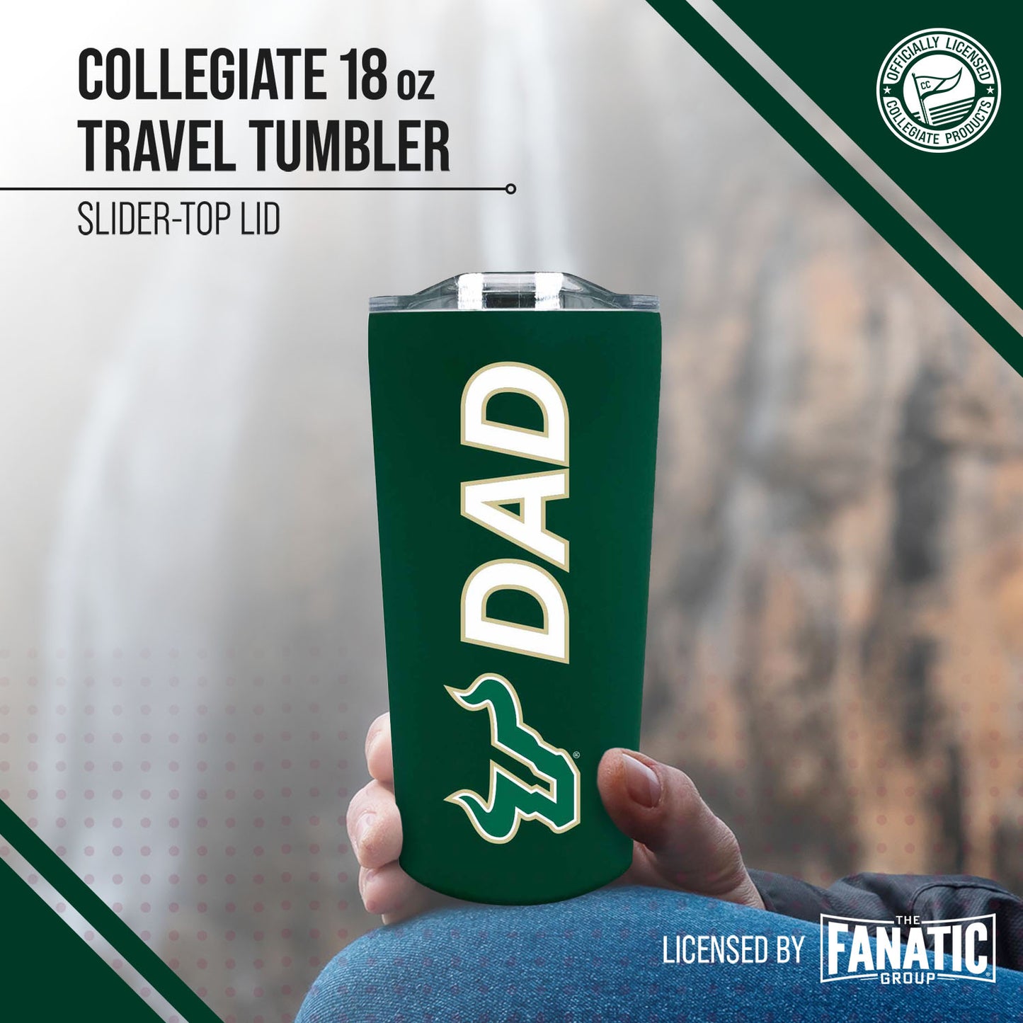 USF Bulls NCAA Stainless Steel Travel Tumbler for Dad - Green