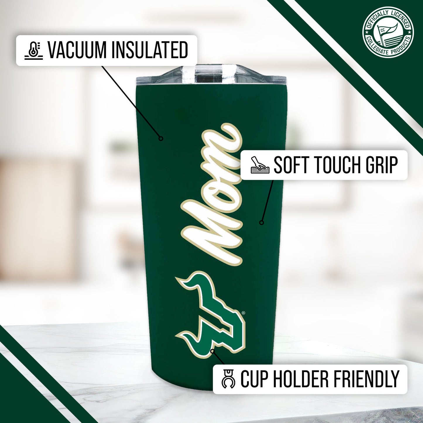 USF Bulls NCAA Stainless Steel Travel Tumbler for Mom - Green