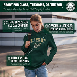 USF Bulls Adult Arch & Logo Soft Style Gameday Hooded Sweatshirt - Green