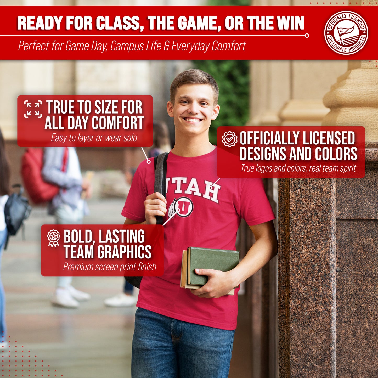 Utah Utes NCAA Adult Gameday Cotton T-Shirt - Red