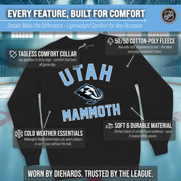 Utah Mammoth Adult NHL Gameday Crewneck Sweatshirt - Black