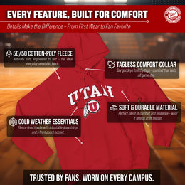 Utah Utes Adult Arch & Logo Soft Style Gameday Hooded Sweatshirt - Red