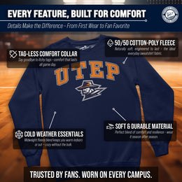 UTEP Miners Adult Arch & Logo Soft Style Gameday Crewneck Sweatshirt - Navy