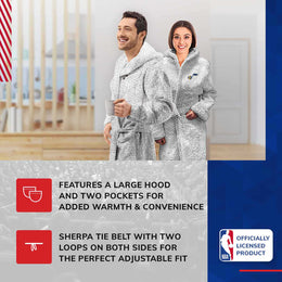 Utah Jazz NBA Adult Plush Hooded Robe with Pockets - Gray