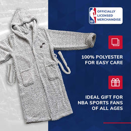 Utah Jazz NBA Adult Plush Hooded Robe with Pockets - Gray