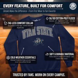 Utah State Aggies Adult Arch & Logo Soft Style Gameday Crewneck Sweatshirt - Navy