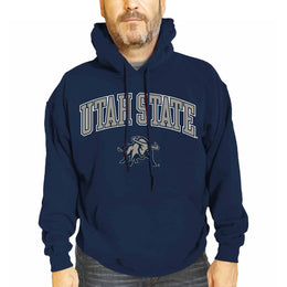 Utah State Aggies Adult Arch & Logo Soft Style Gameday Hooded Sweatshirt - Navy