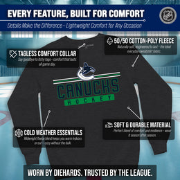 Vancouver Canucks NHL Charcoal True Fan Crewneck Sweatshirt - Charcoal