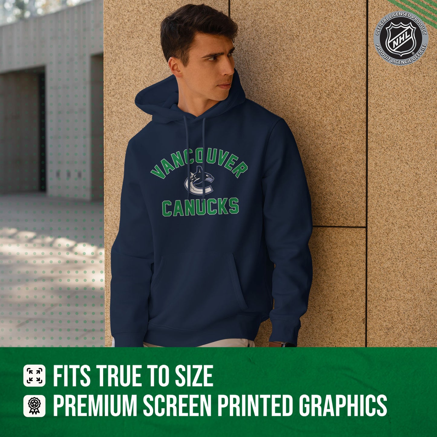 Vancouver Canucks Adult NHL Primary Logo Hooded Sweatshirt - Navy