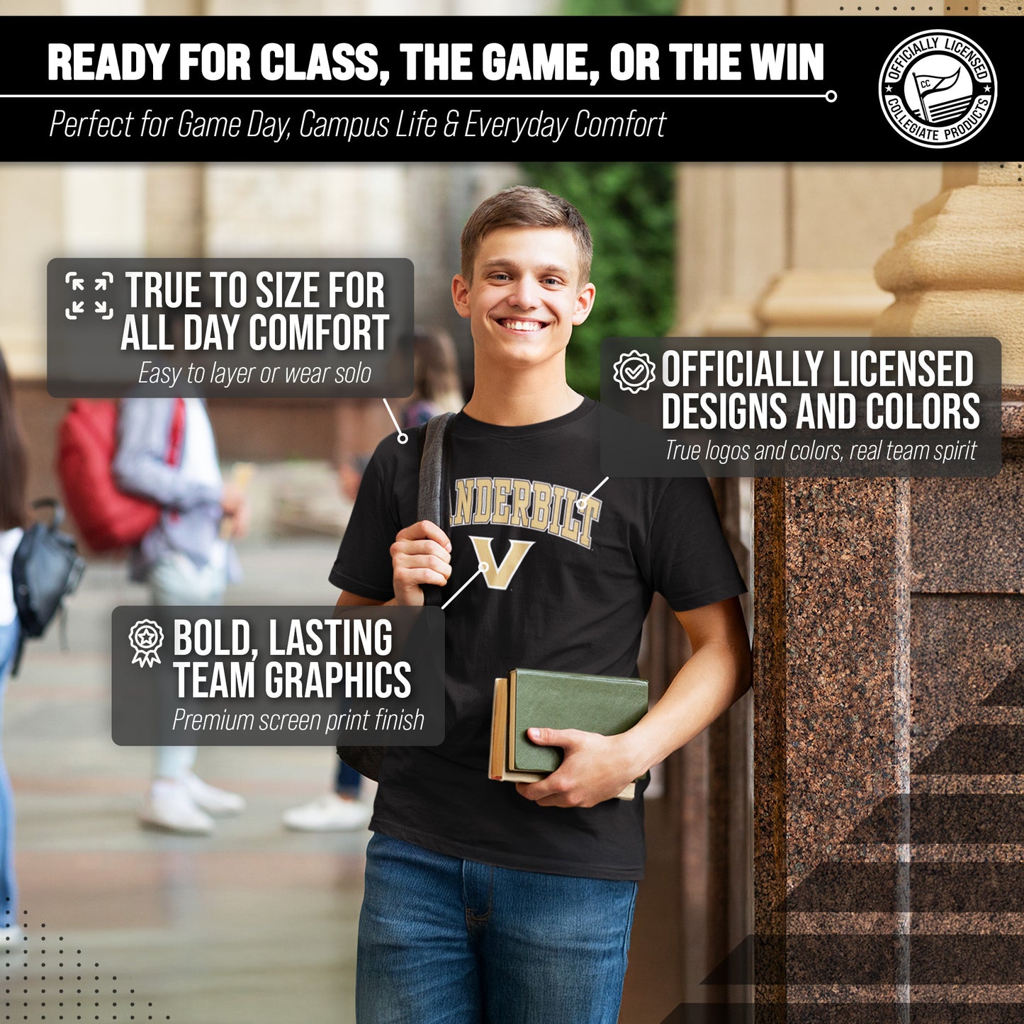 Vanderbilt Commodores NCAA Adult Gameday Cotton T-Shirt - Black