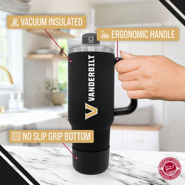 Vanderbilt Commodores College & University 40 oz Travel Tumbler With Handle - Black