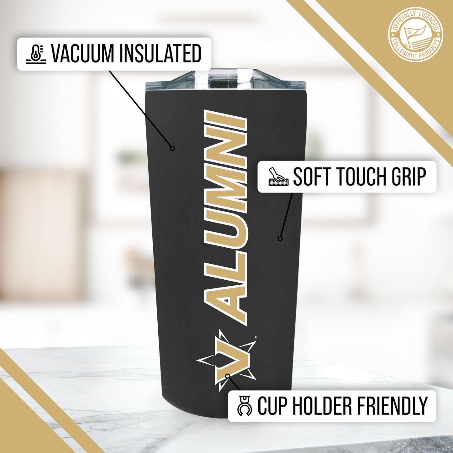 Vanderbilt Commodores Collegiate Stainless Steel Travel Tumbler for Alumni - Black