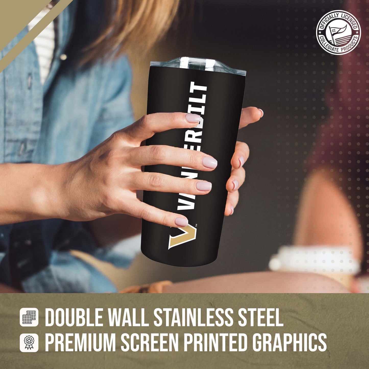 Vanderbilt Commodores NCAA Stainless Steel Tumbler perfect for Gameday - Black