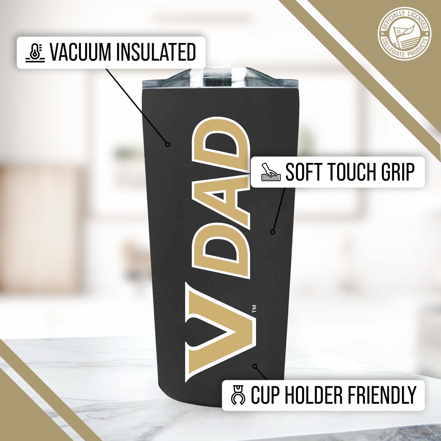Vanderbilt Commodores NCAA Stainless Steel Travel Tumbler for Dad - Black