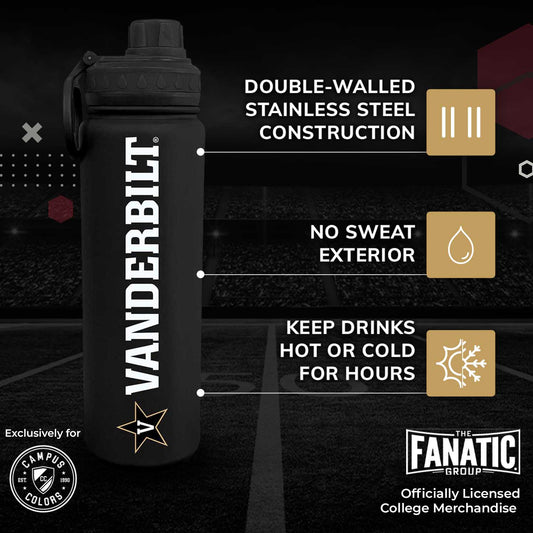 Vanderbilt Commodores NCAA Stainless Steel Water Bottle - Black