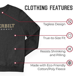 Vanderbilt Commodores NCAA Adult Charcoal Crewneck Fleece Sweatshirt - Charcoal