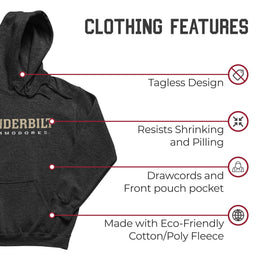 Vanderbilt Commodores NCAA Adult Cotton Blend Charcoal Hooded Sweatshirt - Charcoal