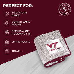 Virginia Tech Hokies NCAA Silk Sherpa College Throw Blanket - Maroon