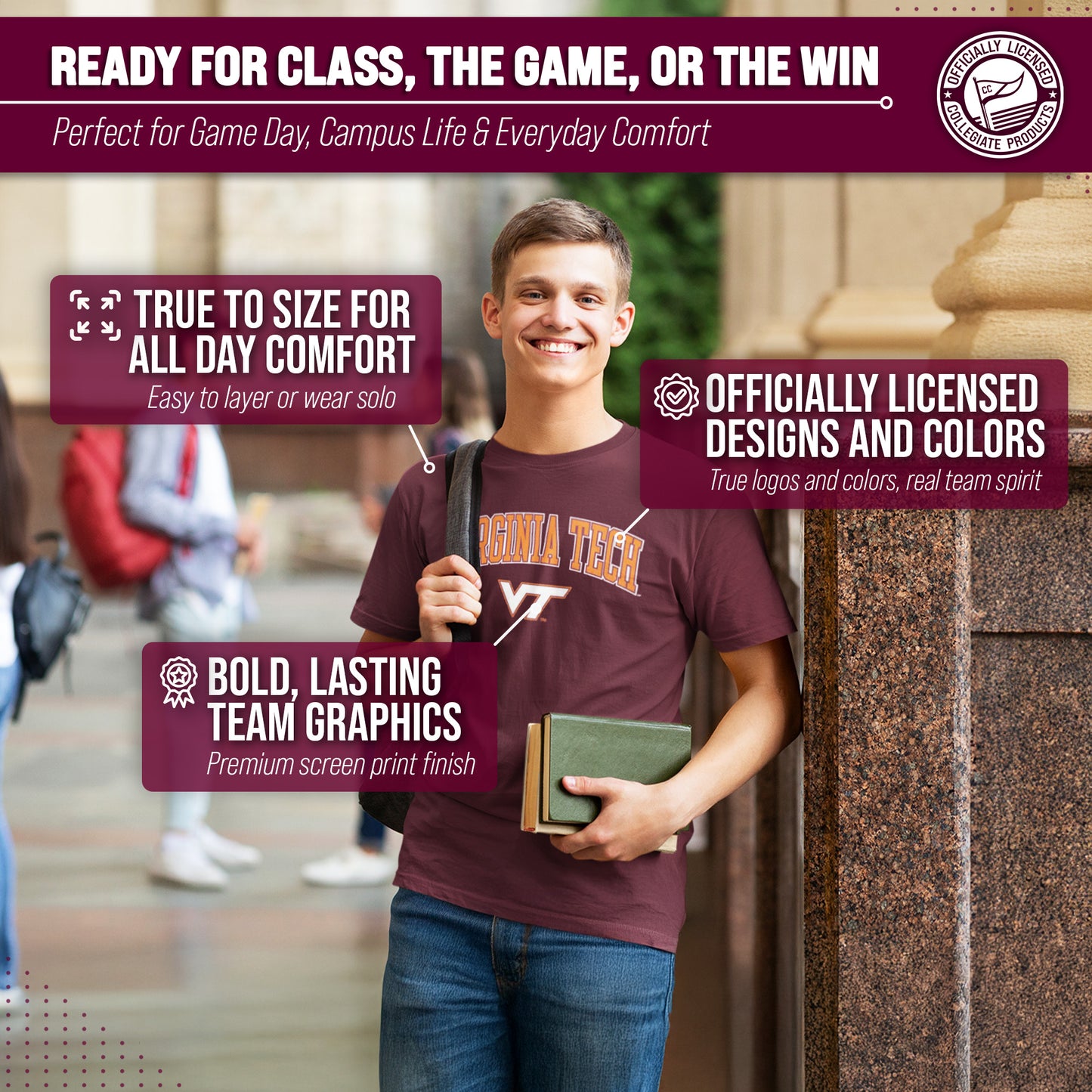 Virginia Tech Hokies NCAA Adult Gameday Cotton T-Shirt - Maroon