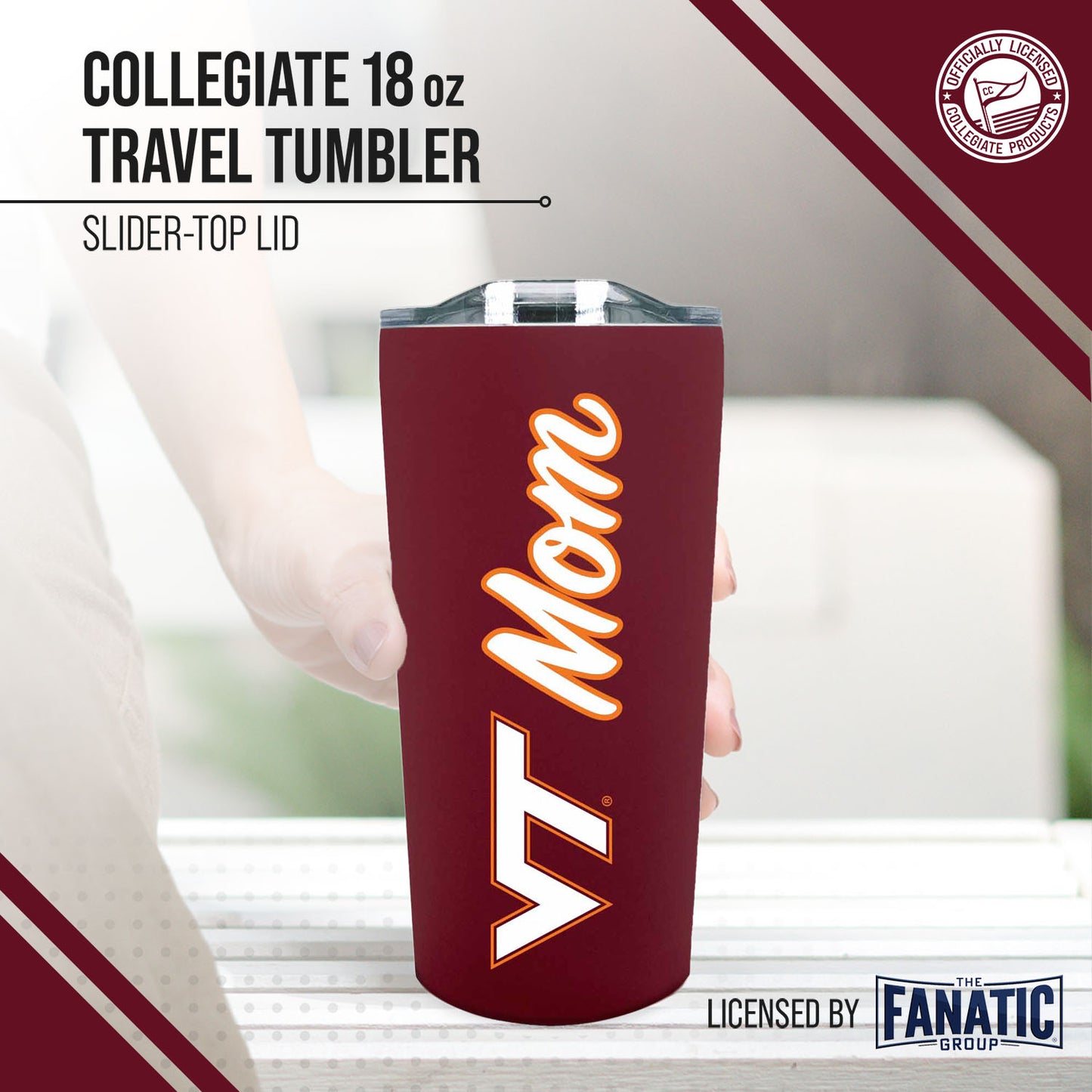 Virginia Tech Hokies NCAA Stainless Steel Travel Tumbler for Mom - Maroon
