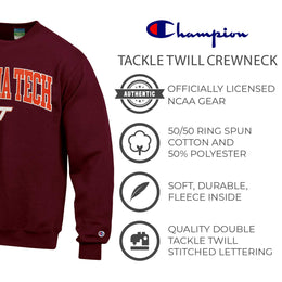 Virginia Tech Hokies Adult Tackle Twill Crewneck - Maroon