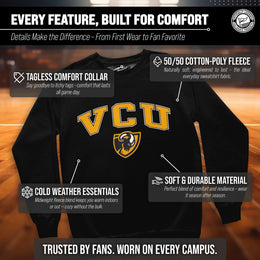 VCU Rams Adult Arch & Logo Soft Style Gameday Crewneck Sweatshirt - Black