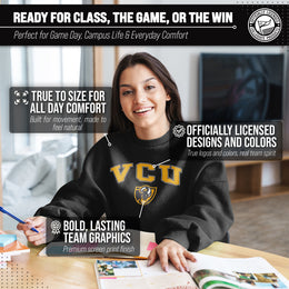 VCU Rams Adult Arch & Logo Soft Style Gameday Crewneck Sweatshirt - Black