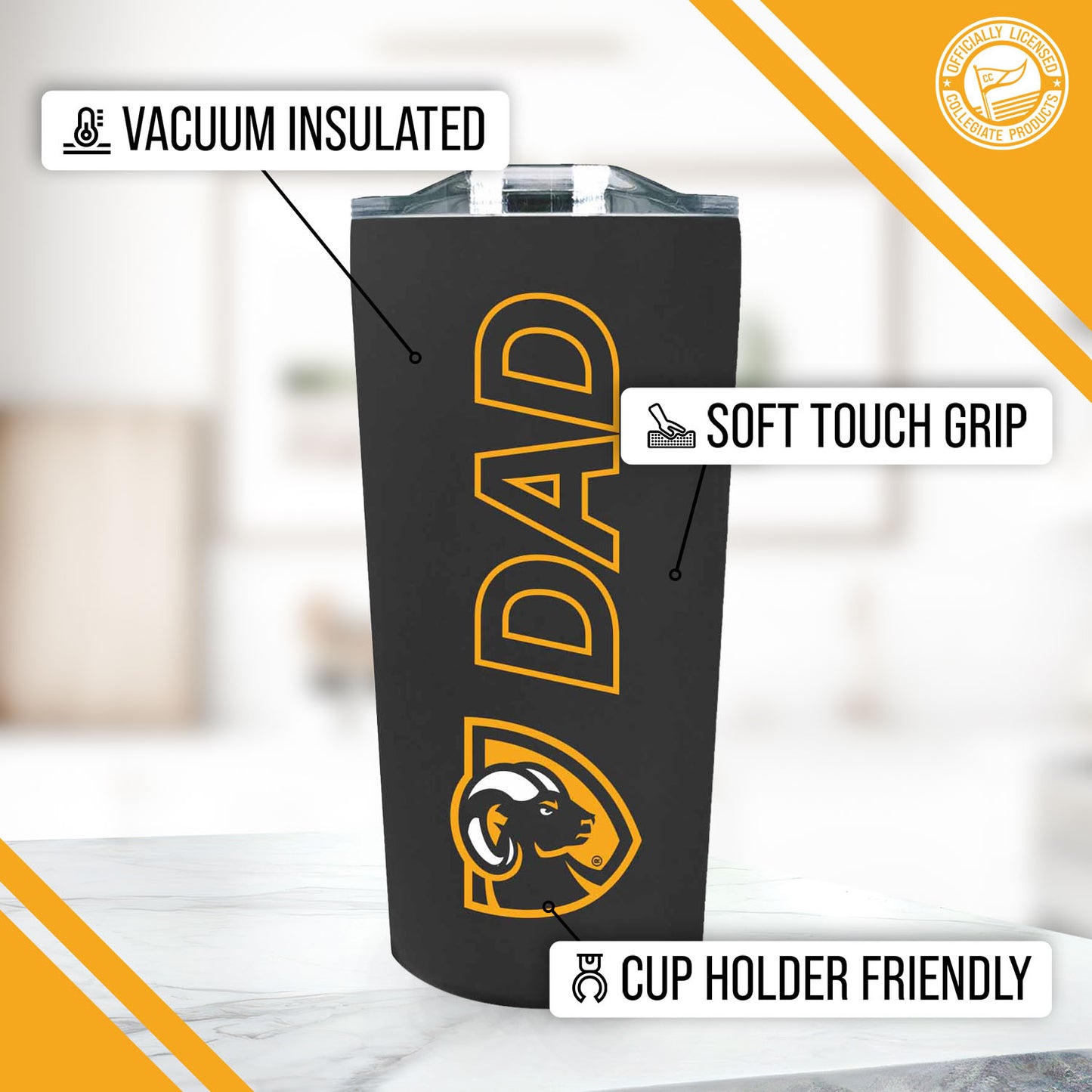 VCU Rams NCAA Stainless Steel Travel Tumbler for Dad - Black