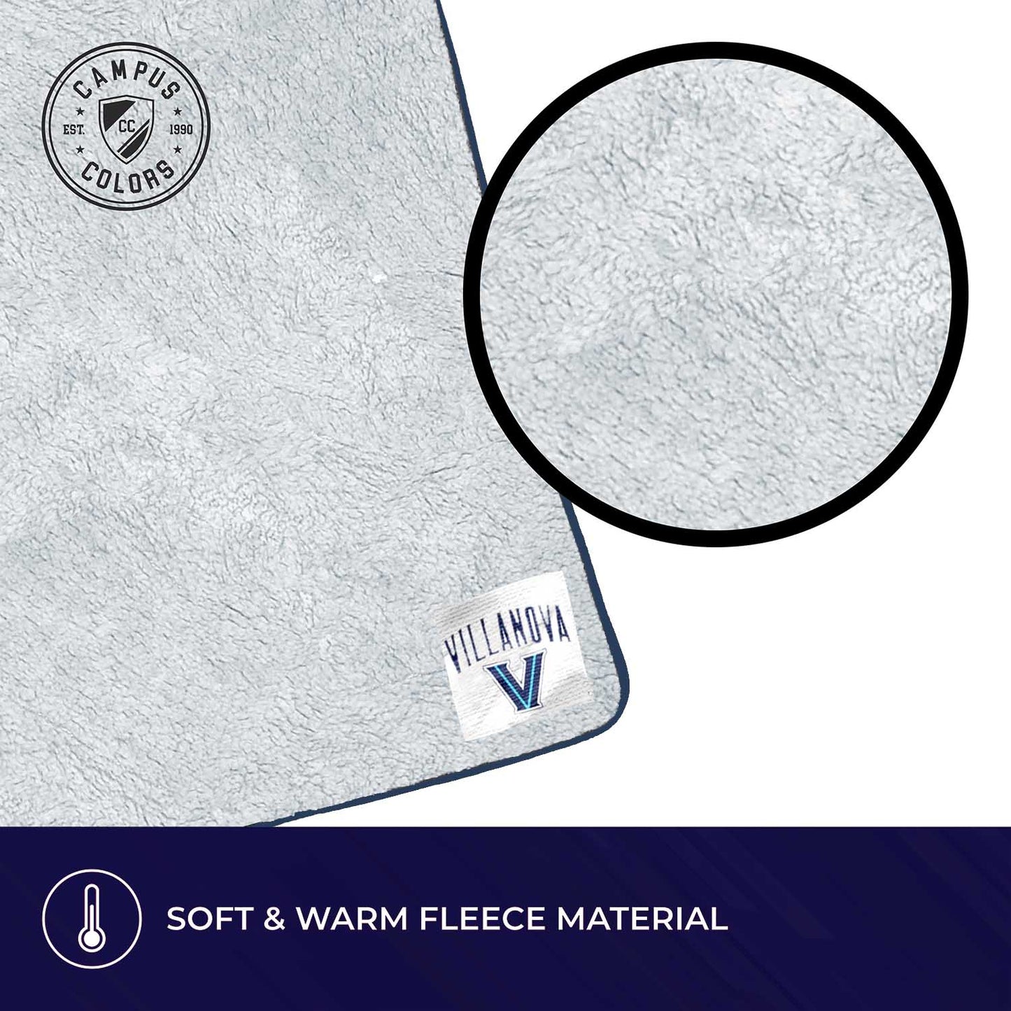 Villanova Wildcats NCAA Silk Sherpa College Throw Blanket - Navy