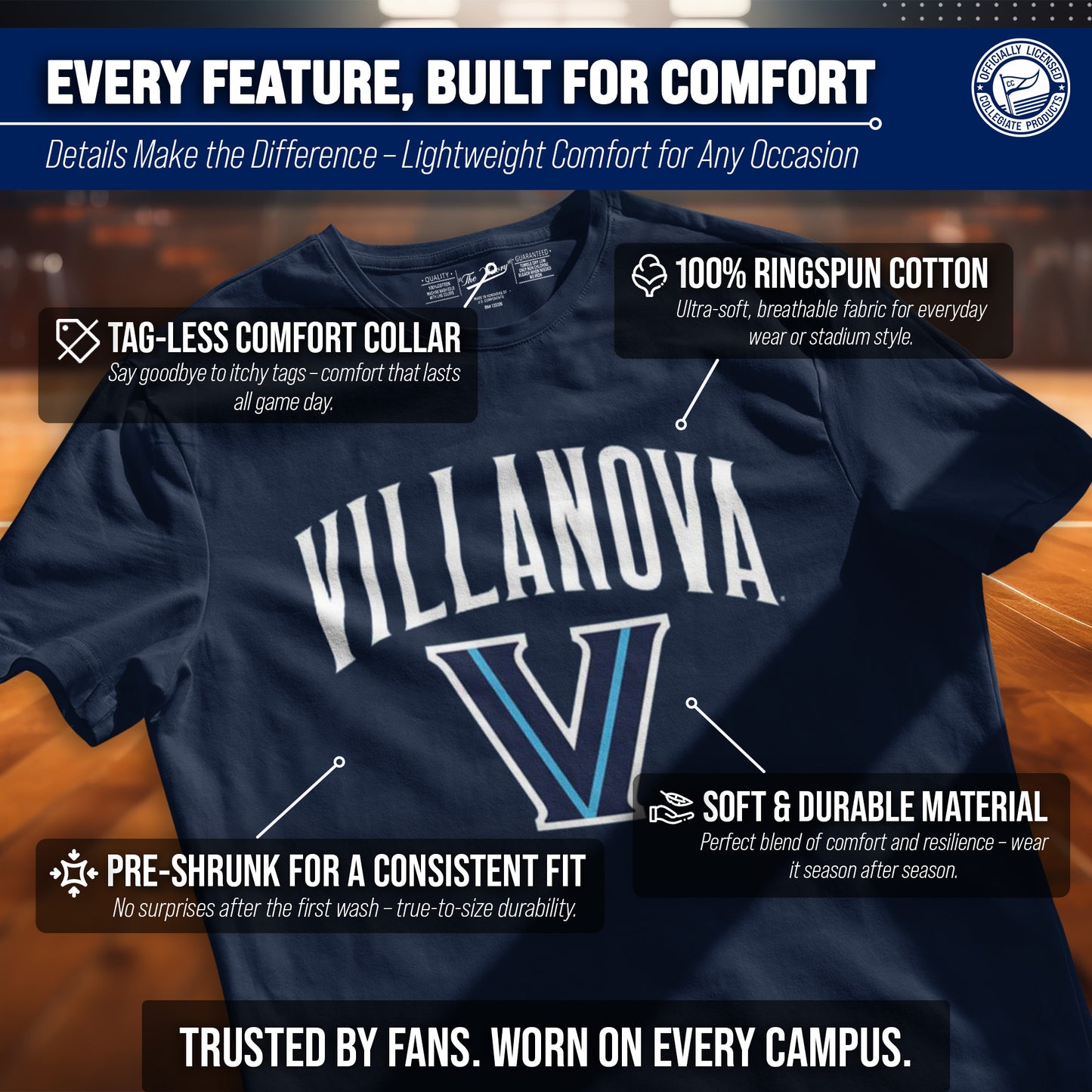 Villanova Wildcats NCAA Adult Gameday Cotton T-Shirt - Navy