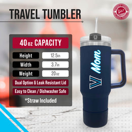 Villanova Wildcats Collegiate 40oz Stainless Steel Travel Tumbler with Handle for Mom - Navy