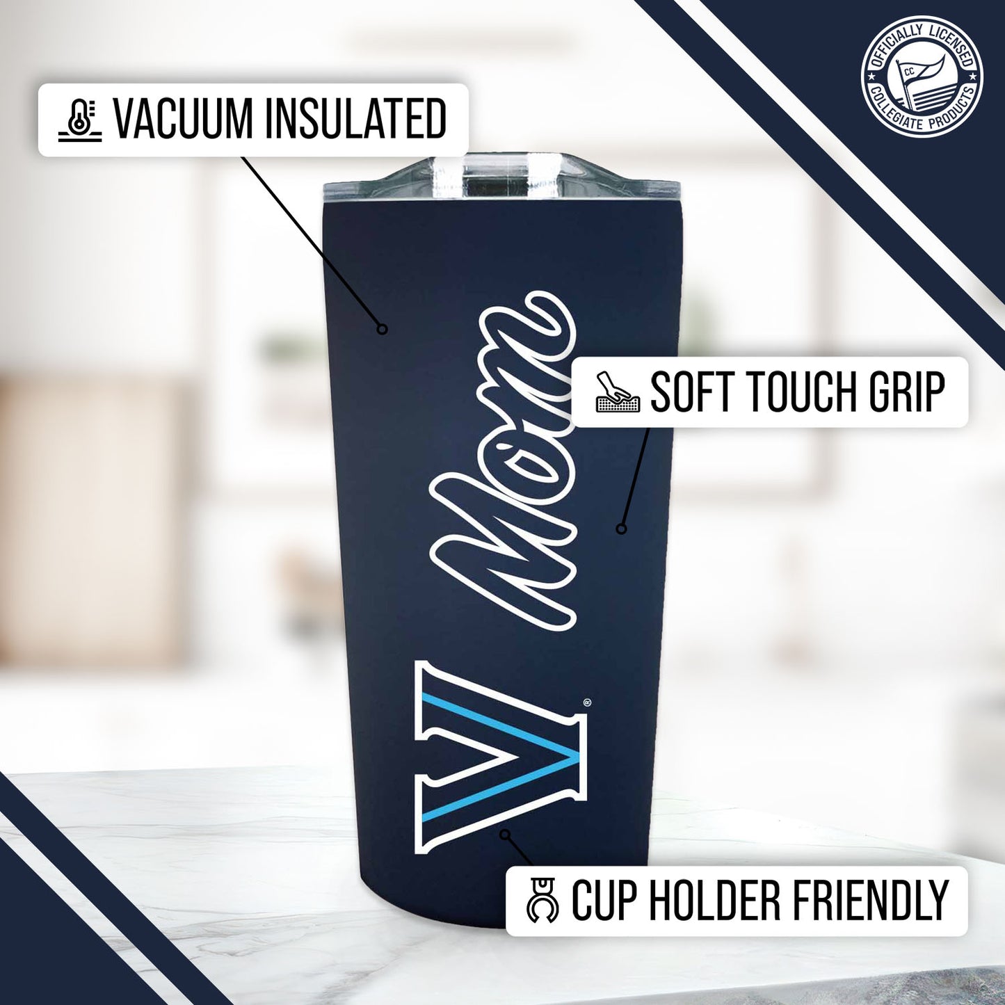 Villanova Wildcats NCAA Stainless Steel Travel Tumbler for Mom - Navy