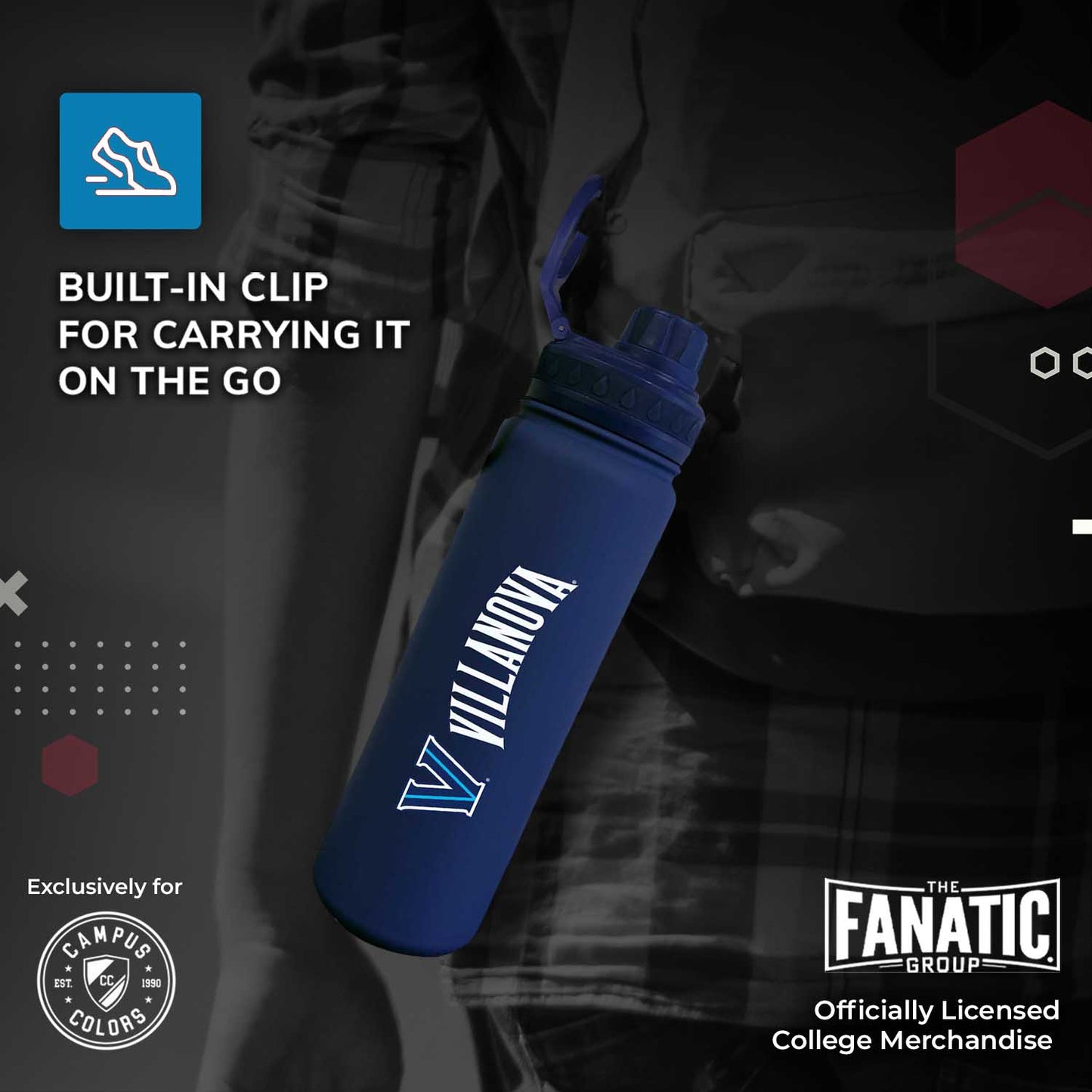 Villanova Wildcats NCAA Stainless Steel Water Bottle - Navy