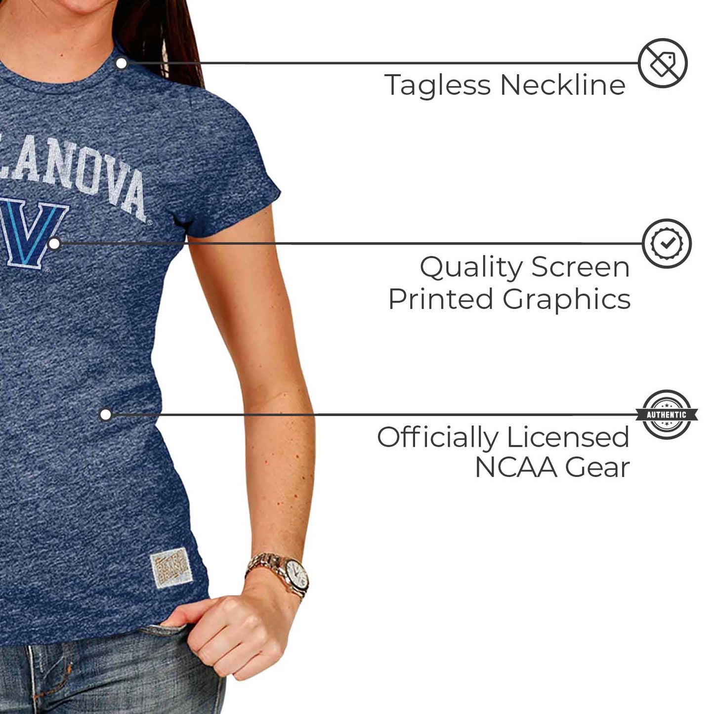 Villanova Wildcats University Women's T-Shirt  - Navy