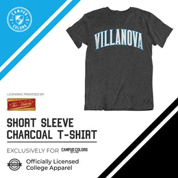 Villanova Wildcats Campus Colors NCAA Adult Cotton Blend Charcoal Tagless T-Shirt - Charcoal