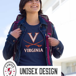 Virginia Cavaliers Adult MVP Heathered Cotton Blend T-Shirt - Navy