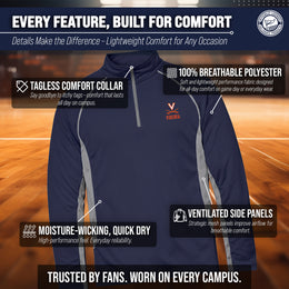 Virginia Cavaliers Mens NCAA Campus Classic Long Sleeve 1/4 Zip Windshirt - Navy