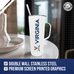Virginia Cavaliers NCAA Stainless Steel 20oz Roadie With Handle & Dual Option Lid With Straw - White