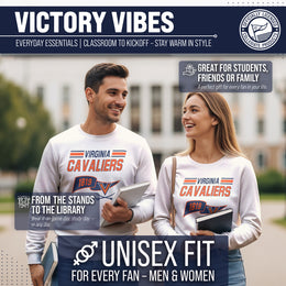 Virginia Cavaliers NCAA Adult Unisex Varsity Club Pennant Crewneck Fleece Sweatshirt - Off White