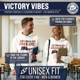 Virginia Cavaliers NCAA Adult Unisex Varsity Club Pennant Hooded Fleece Sweatshirt - Off White