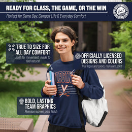Virginia Cavaliers NCAA Adult Unisex Overtime Classics Crewneck Fleece Sweatshirt - Navy