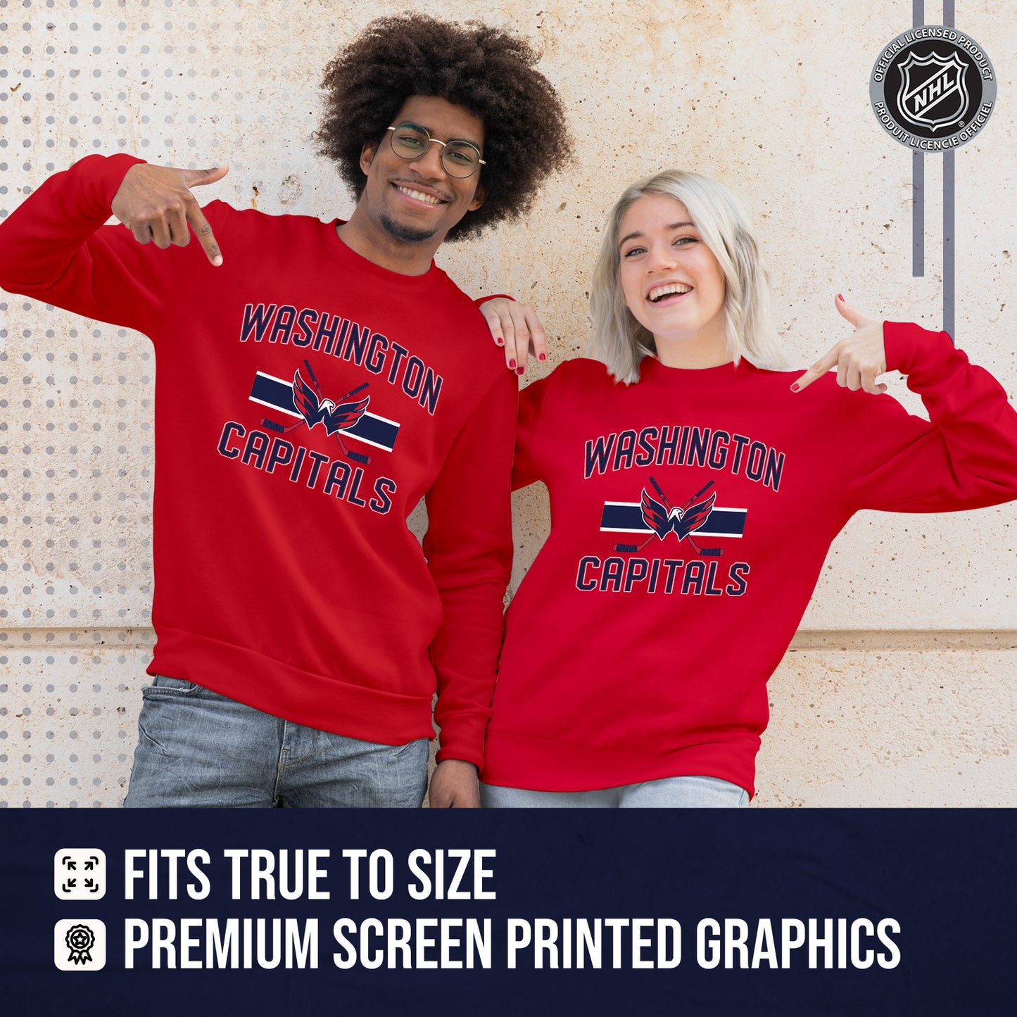 Washington Capitals Adult NHL Faceoff Hockey Fleece Crewneck Sweatshirt - Red