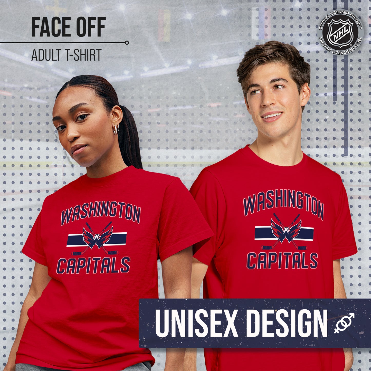 Washington Capitals NHL Adult Face Off Tag-Less T-Shirt - Red